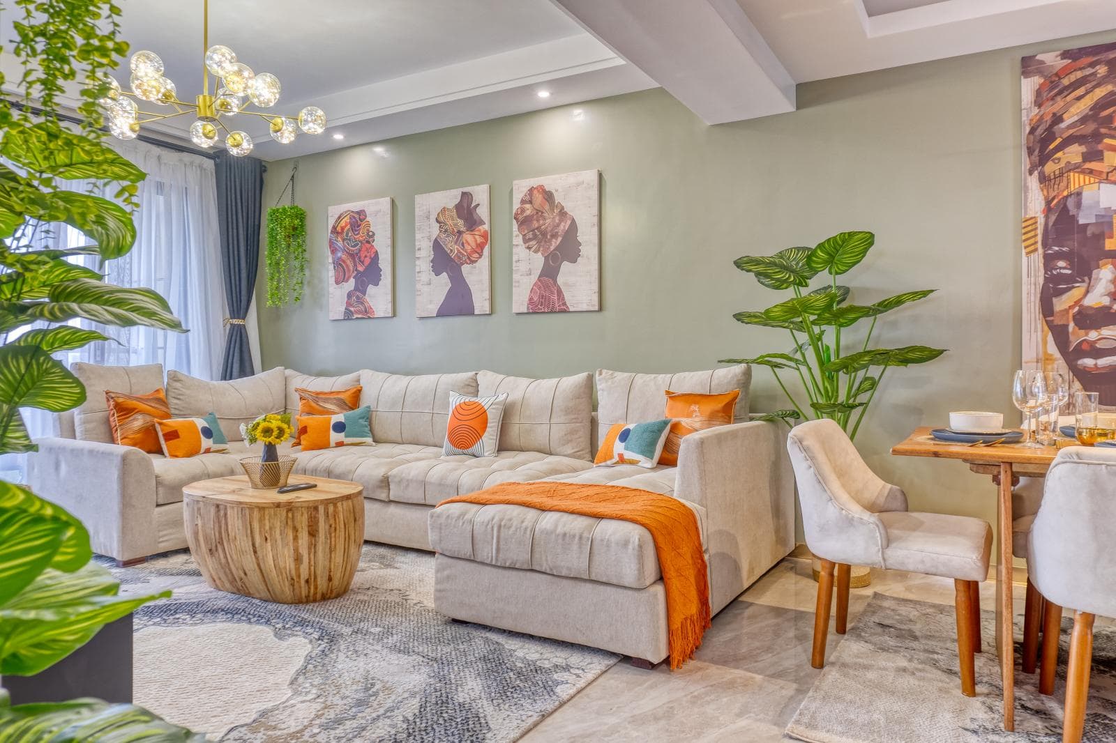Leshwa living room styled by Elite Stays Africa